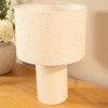 Natural Cream Boucle Bedside Table Lamp with a Drum Lampshade