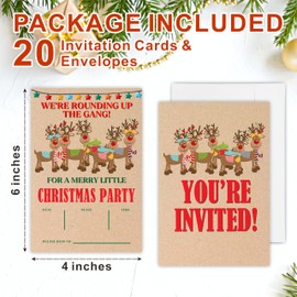luixd Retro Merry Christmas Party Invitation Cards With Envelopes - Xmas Reindeer Vintage Double-Sided Fill In Style Invitation Cards, Party Favor & Decorations(Pack Of 20) - A07