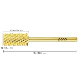 PANA Flat Top Large Barrel 3/32" Shank Size - (Gold, Extra Coarse Grit) - Fast remove Acrylic or Hard Gel Nail Drill Bit for Manicure Pedicure Salon Professional or Beginner