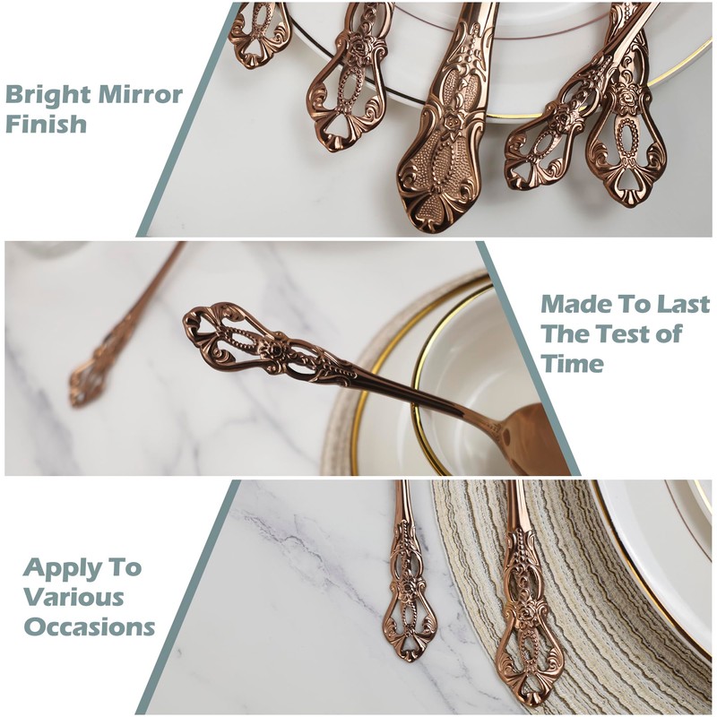 Runfly Gorgeous Retro Royal Rose Gold/Copper Stainless Steel 20 Pieces