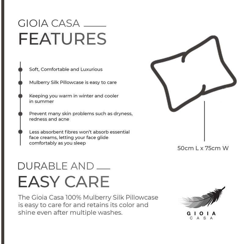Gioia Casa Luxury Pillowcase - 100% Pure Mulberry Silk on