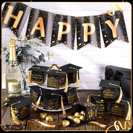TaoBary 30 Pcs Graduation Cap Candy Box with Tassel Party Favors & Decorations - Purple