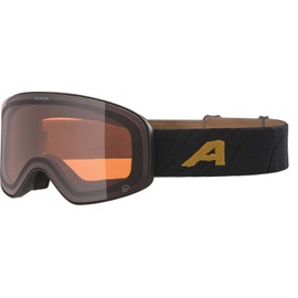 ALPINA LADIS Q Mirrored, Contrast-Enhancing OTG Ski Goggles with 100% UV Protection for Adults, Matte Black/Gold, One Size