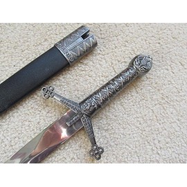 AIT Collectibles S0061 Antique Silver Medieval Scottish Claymore Sword Dagger W/Sheath 15.8"