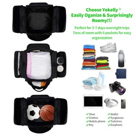 Sports Duffel Bag 20 inch for Travel Gym with More Pockets (Black)