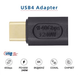 chenyang USB C Connector USB4 Type C 240W Power 40Gbps Data 8K Video Extension Connector Adapter for NS Phone Laptop