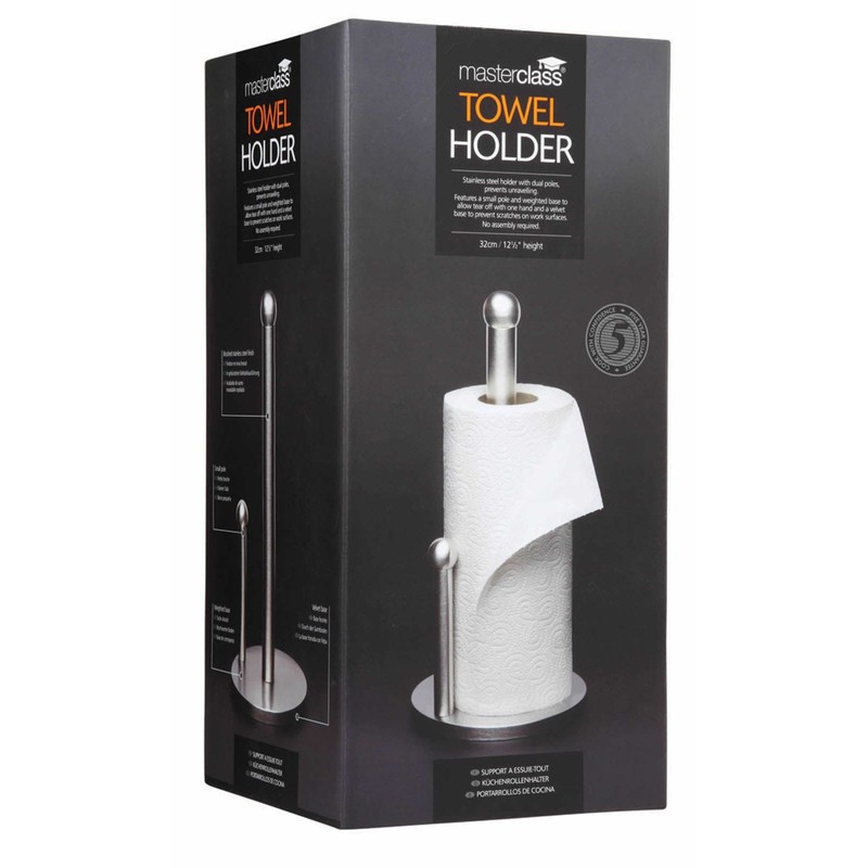 MasterClass Free-Standing Stainless Steel Kitchen Towel Holder, 32 cm (12.5")
