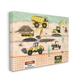 Stupell Industries Construction Vehicles Cartoon Painting Design, Designed by Ziwei Li Wall Art, 24 x 1.5 x 30, Canvas