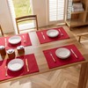 Demetex Christmas Placemats Set of 4 Red Wipeable Linen Place