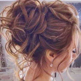 Hairpiece Hair Scrunchie Updo Hairstyles, Light Brown Messy Bun Hairpiece, Fashionable Bun Updo Made of High-Quality Synthetic Wavy Curl, Natural Texture