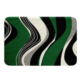 Feelyou - Alfombras de baño de color verde y gris, color blanco y negro, modernas, abstractas, geométricas para niños, niñas y adolescentes, diseño de rayas, para baño, accesorios de baño de 16 x 24