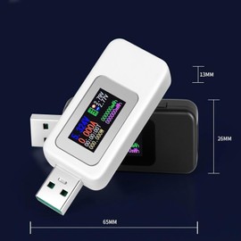 USB C Tester Voltmeter Current Voltage Tester Meter 0-5.1A 4-30V USB Current Capacity Temperature Working Time Volt Ammeter Detector IPS Color Display LCD Charger Detector