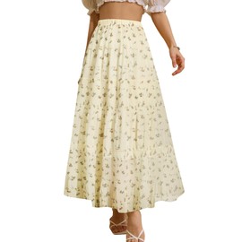 Genfien Skirt Women's Long Elegant Chiffon Skirts with Lining Elastic Waist Maxi Skirt Casual Casual Skirt Wedding Cocktail Skirt, yellow, XL