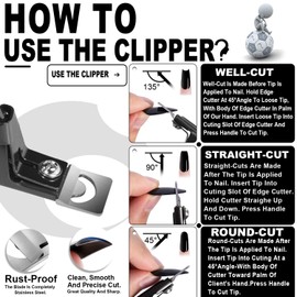 Nail Tip Clipper Edge Cutter Adjustable Stainless Steel False Artificial Acrylic Fake Trimmer Manicure Pedicure Sharp Rustproof Blade Clip Tool for Salon Home Art,Beauty Design DIY Use Black