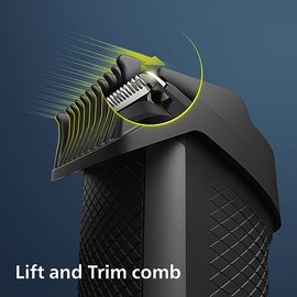 Philips Men's Beard Trimmer Series 3000 - Electric Beard Trimmer with Detail Trimmer, Lift & Trim System, 20 Length Settings, 90 Min Cordless Use, Blue