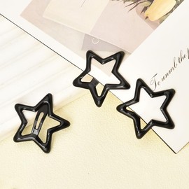 Small Black Snap Hair Clips Star Y2K Punk Hair Clips Accessories for Women Girls Metal No Slip Hair Barrettes Hairpins Hairclips for Thin Thick Fine Hair Gothic Star Hair Accessories Decors