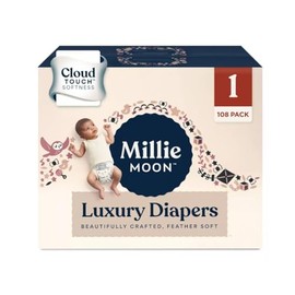 Millie Moon Luxury Diapers (Size-1 and Count-108) Diaper Weight Range: 6 to 11 lbs -White
