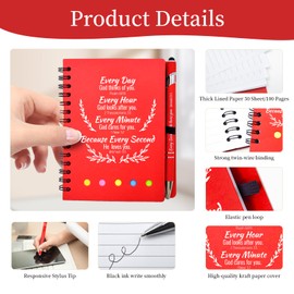 100 Pcs Bulk Fathers Day Christian Gifts Prayer Journal for Woman - 50 Set Religious Notepad with Christian Pen - Bible Notebook - Church Gifts for Inspirational, Bible Study, Devotions ( Red )