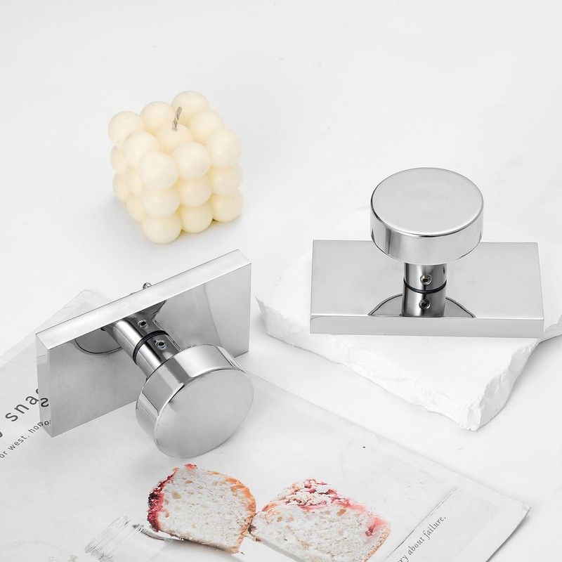 HIEMEY Dummy Door Knob Interior, Polished Chrome Door Handle Modern