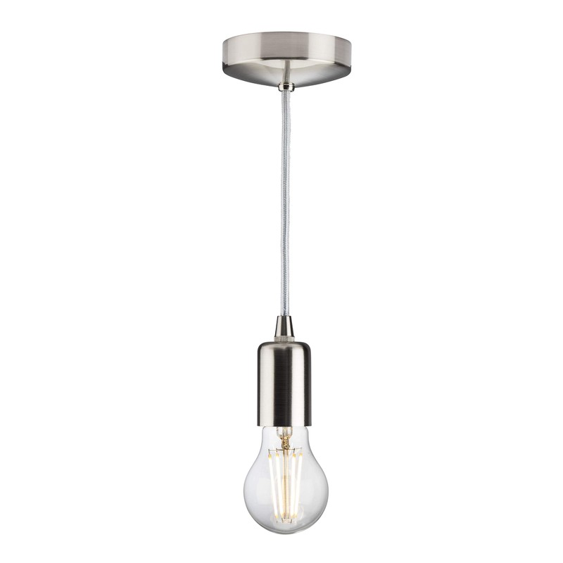 Knightsbridge 6 Inch E27, Contemporary Pendant Set in Brushed Chrome