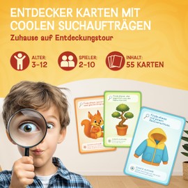 LIKARTO Children's Indoor Explorer Cards - 55 Playing Cards Search Game & Discover Home - Game from 4 Years - Educational & Indoor Game - Gift for Girls and Boys