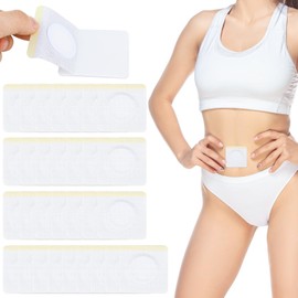 30Pcs Disposable Castor Oil Patches, Self-Adhesive Castor Oil Pack Wrap Belly Button Pads, White 2.8 x 2.8 inches Castor Oil Belly Button Cover (Oil Not Included)