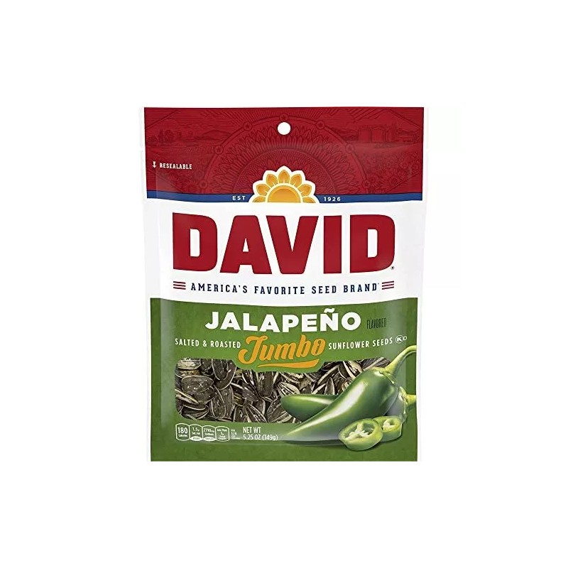 David Seeds Sunflower Seeds, Jalapeno, 5.25 oz (Pack of 6)
