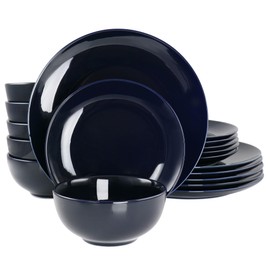Elama Luna 18 Piece Porcelain Dinnerware Set (Dark Blue), Service for 6