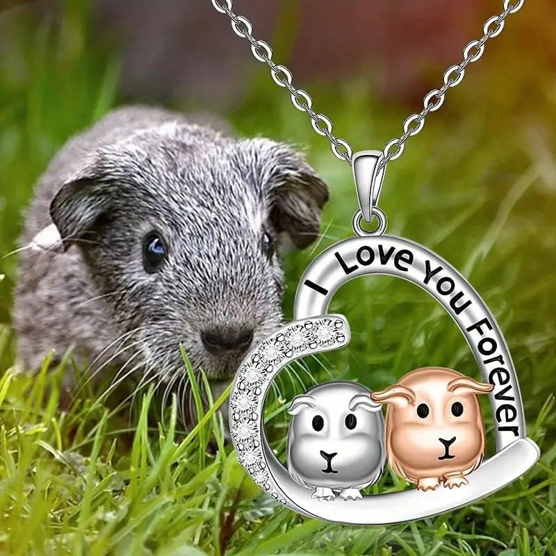 Love You Forever Guinea Pig Heart Necklace, Sterling Silver with