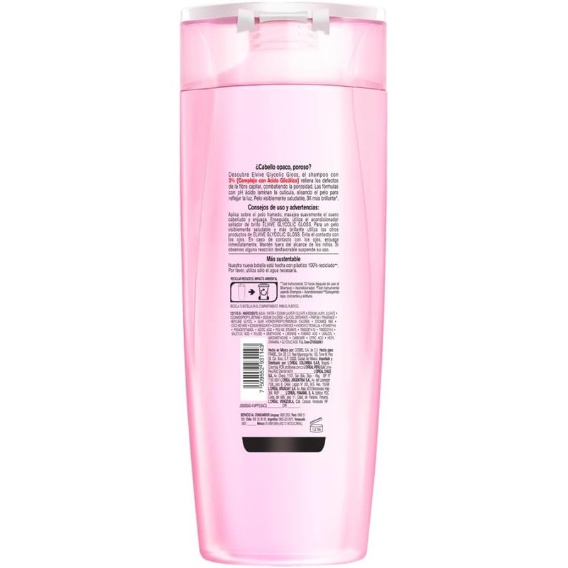 L'Oréal Paris Elvive Champú Glycolic Gloss, con Ácido Glicólico, 370