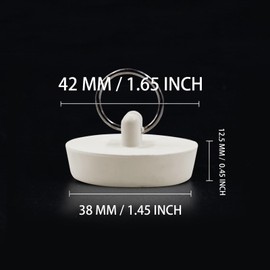 AUXBC Rubber Tub Stopper 4 Pieces, Drain Stoppers, Sink Stopper, Drain Plug Bathtub Plug, Kitchen Bathtub Odor-Proof Drain Cover Fits 1-1/2 Inch with Hanging Ring, White