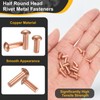 sourcing map 150 Pcs Copper Solid Rivets, 0.16"x0.47" Half Round