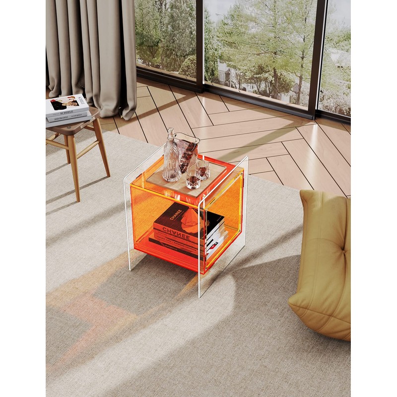 solaround solaround Acrylic Nightstand Colorful Bedside Table with Open Storage