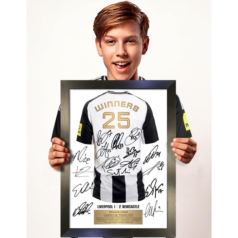 Newcastle Carabao Cup Winners 2025 Limited Edition Signed A3 Shirt