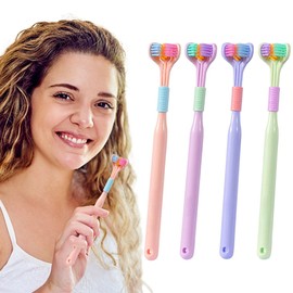 Pack of 2 3 4 Three Sided Toothbrushes Soft Bristle Toothbrush for Adults V Shaped Toothbrush Non Slip Cleaning Toothbrush