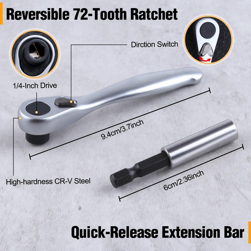 LEONTOOL Bit Ratchet Set, 32-Piece Set, Mini Ratchet Wrench Set,