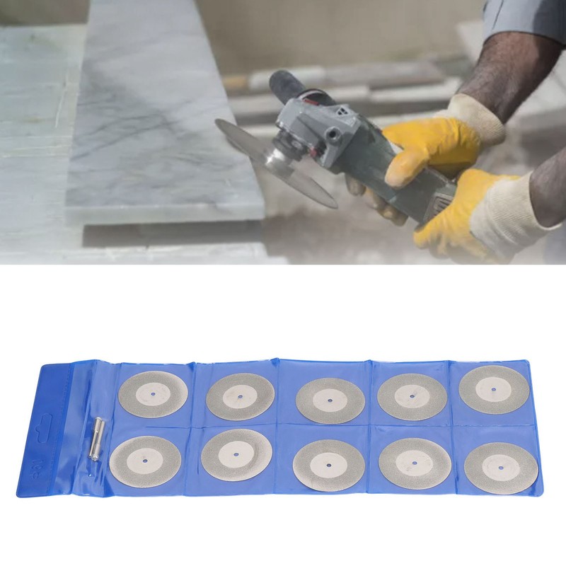 10PCS Thin Diamond Cutting Disc with Rod Round Grinding Sanding
