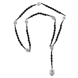 VILLAGE GIFT IMPORTERS Seven Sorrows Rosary Chaplet | Black Wooden Beads on Strong Cord | Catholic Mary and Jesus Devotional Prayer | Great for Lent, Adoration and Meditation, Wood, No Gemstone
