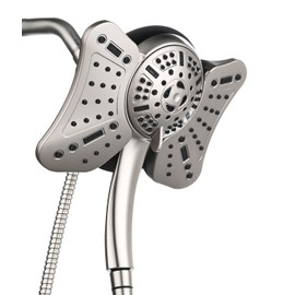 GRICH High Pressure Shower Head, Shower Heads with 9 Modes Handheld Spray Combo, 2 in 1 Rain Shower Head with Handheld Spray with 60" Hose, Adjustable Dual Showerhead with Anti-Clog Nozzles, Nickel