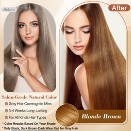 Blonde Brown Hair Dye Shampoo 3 in 1 for Color Transform, Instant Hair Color Shampoo With Herbal Ingredients-Gentle & Long-lasting, Seimi Permanent Champu Para Canas Mujer, Gift for Men Women 500ML