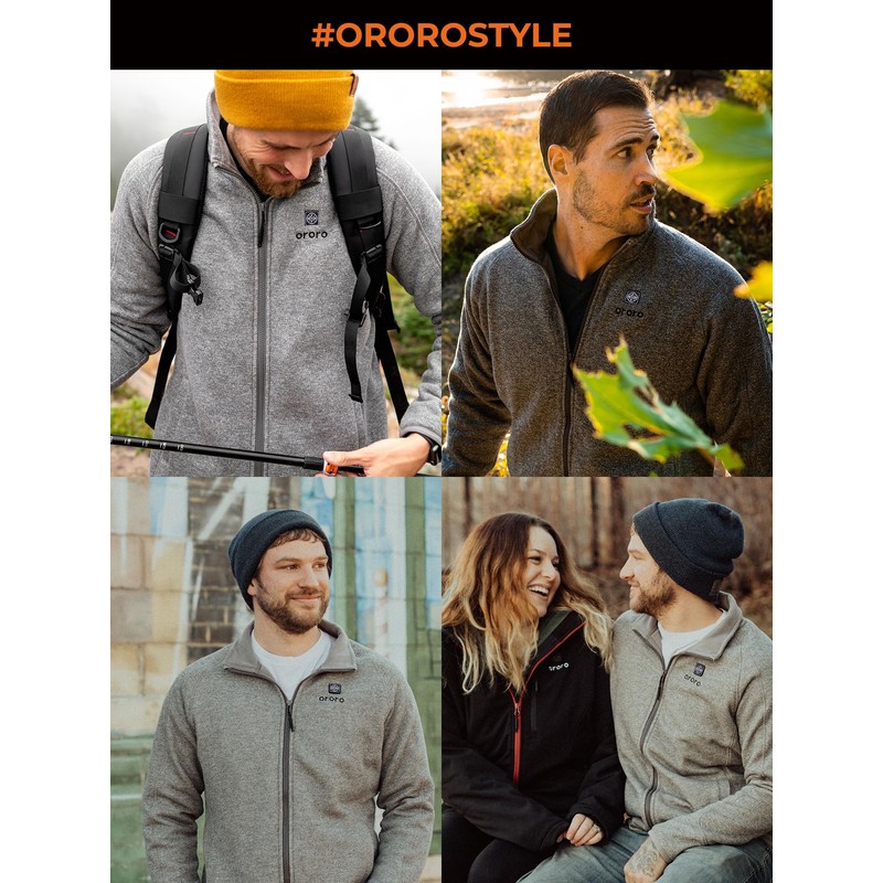 ORORO Men’s Heated Fleece Jacket with Battery, Fleece Heating Jacket