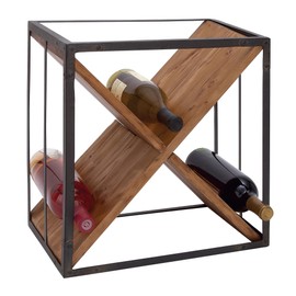 Deco 79 Contemporary Wood Square Wine Rack, 15" x 11" x 16", Black