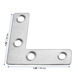CHUIFAI Pack of 50 Flat Angle 90 Degrees 50 x 50 mm L Shape Angle Connector Stainless Steel Flat Corner Bracket with 160 Screws for Wooden Furniture, Tables and Chairs