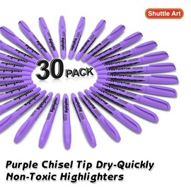 Highlighters, Shuttle Art 30 Pack Purple Highlighters Bright Colors, Chisel Tip Dry-Quickly Non-Toxic Highlighter Markers for Adults Kids Highlighting in Home School Office