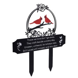Goktvai Cardinal Grave Decoration for Cemetery, Metal Tombstone Memorial Marker with Poem Weatherproof Outdoor Yard Garden Grave Stakes for Loss of Father Mother