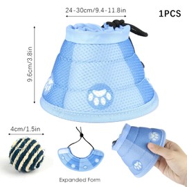 Soft Cat Cone Collar GWAWG Adjustable Recovery Collar, Cone Collar After Surgery, Soft & Breathable Elizabethan Cones for Puppies, Cats and Small Dogs, Paired With Pet Toy Balls (S)