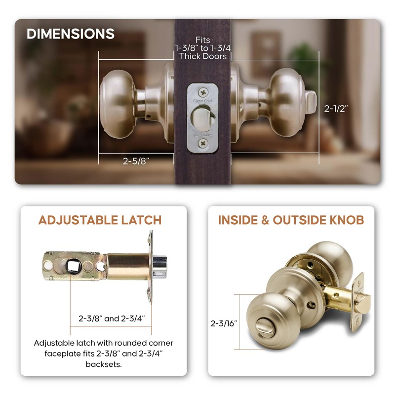 Copper Creek Colonial Privacy Interior Door Knob – ANSI Grade-3