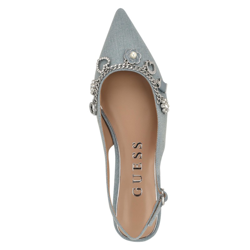 GUESS Women's Daisee Ballet Flat, Light Blue Denim 450, 5