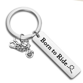 MYOSPARK Motorcycle Keychain Biker Keychain Born to Ride With Dirtbike Father's Day Gift For Dad (born to ride keychain)