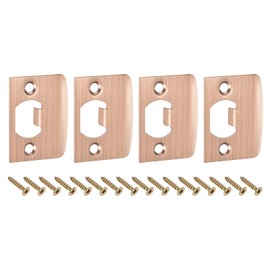 sourcing map 4Pcs Door Strike Plate, 57mm x 45mm Stainless Steel Latch Deadbolt Replacement Lock Strike Plate for Door Frame Door Jamb Reinforcement, Red Bronze